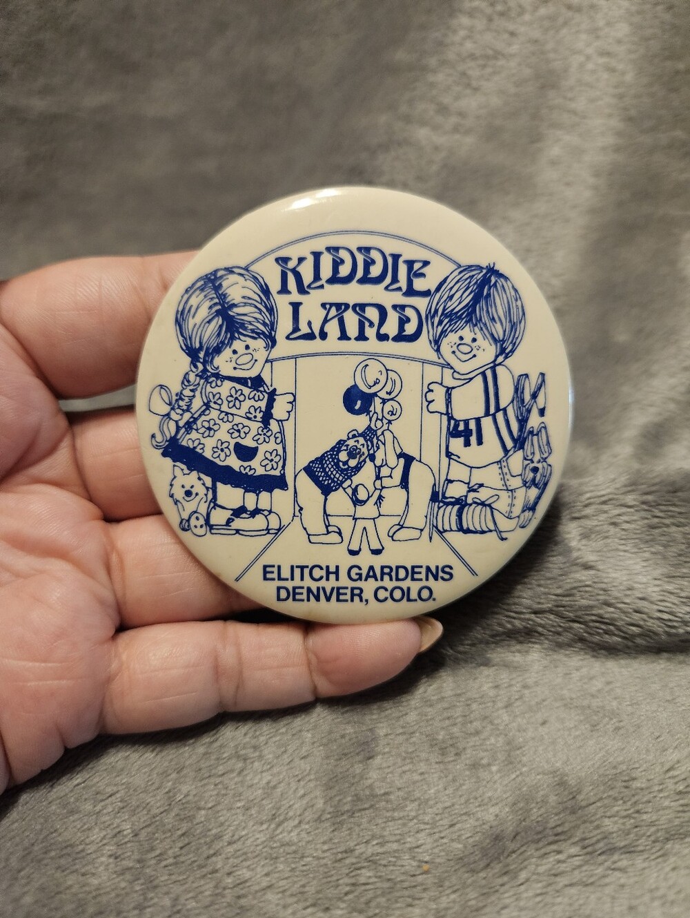 Vintage Denvers Elitch Gardens KiddieLand souvenir pin.